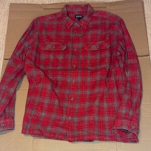 Patagonia Red and Gray Plaid Organic Cotton Shirt